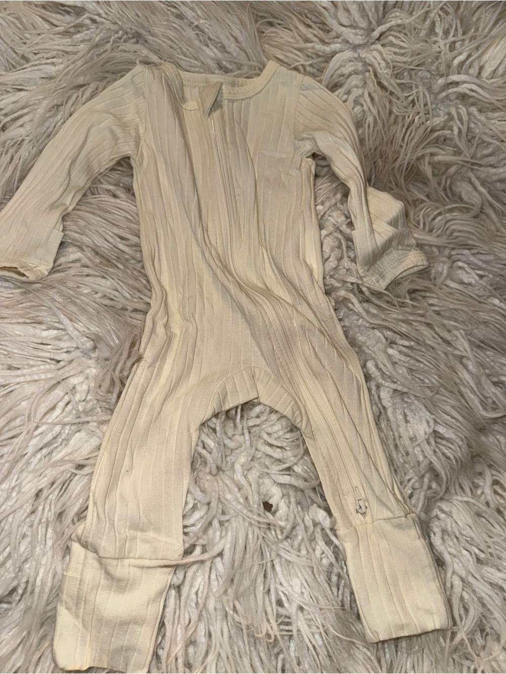 Cozy Cream Ribbed Kids Footie One-Piece